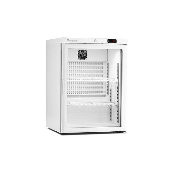 Réfrigérateur Marecos avec porte vitrée en acier blanc série 150 à refroidissement statique avec ventilateur, 221.123