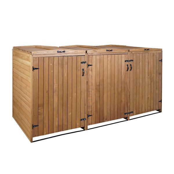 Mendler XL HWC-H74 3/6 revêtement poubelle, poubelle, extensible 120x75x96 bois, marron, 73980+74652+73982