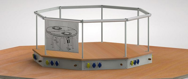 Fixation porte-plan KLW 500 x 1500 x 1500 mm H x L x P en tubes VK soudés avec 8 rails de serrage 09 / AW, de 600 mm de long chacun, 03/8-ZH
