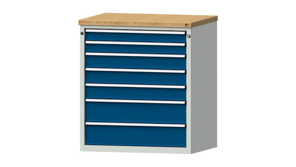 Armoire à tiroirs pour établis ANKE, modèle 3005 V, 915 x 700 x 1020 mm, RAL 7035/5010, BMP 40 mm, 611.209