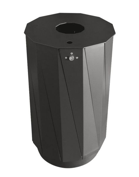 Poubelle sur pied Renner d'environ 60 L, avec cendrier avec disque de couvercle stable, galvanisé à chaud et revêtement par poudre, gris anthracite, 7007-35PB 7016