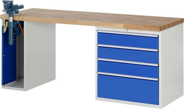 Etabli RAU série 7000 - modèle 7610-2, L2000 x P700 x H890 mm, base système L2000 x P650 x H850 mm, 03-7610A2-207B4M.11