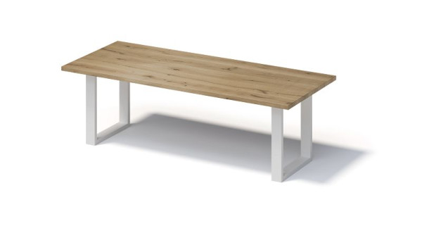 Bisley Fortis Table Regular, 2600 x 1000 mm, bord droit, surface huilée, cadre en O, surface: naturel / couleur du cadre: blanc trafic, F2610OP396