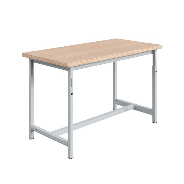 Etabli SOFAME PTH, réglable en hauteur mécaniquement, L 1800 x P 750 x H 780 à 1060 mm, plan de travail multiplex 40 mm, gris clair RAL 7035, W010020245GC
