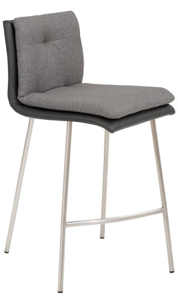 Tabouret de comptoir Mayer Sitzmöbel , structure à 4 pieds en acier inoxydable brossé, avec coussin intérieur supplémentaire, hauteur d'assise 67 cm, anthracite/gris, 1231_V4_124
