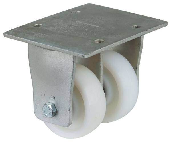 Roulettes BS Roulette double pour charges lourdes, largeur de roue 2x37 mm, Ø roue 100 mm, capacité de charge 800 kg, bande de roulement/corps de roue plastique, roulements à billes, S110.B15.100