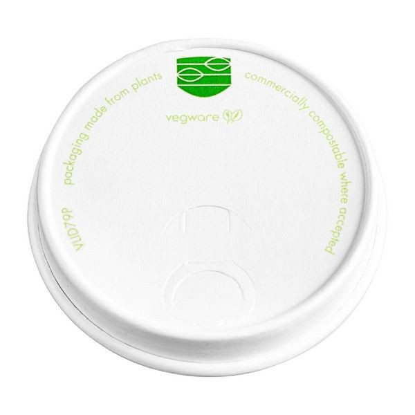 Vegware 79 Couvercles en papier compostable pour gobelets à boissons chaudes (lot de 1000), CF888