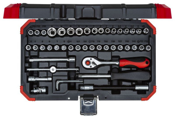 Jeu de clés à douilles rouges GEDORE 1/4 SW4-14mm 46 pièces, 3300052