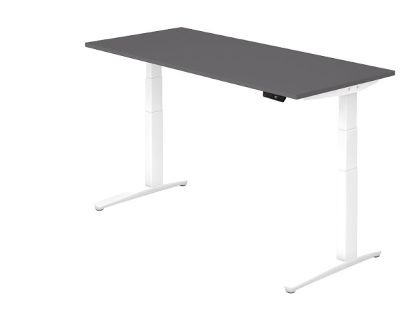 Bureau assis-debout électrique Hammerbacher 180x80cm graphite/blanc, forme rectangulaire, VXBHM19/G/WW