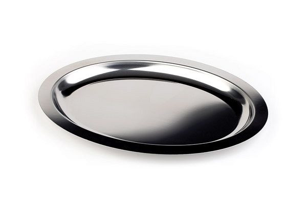 Plateau APS -FINESSE-, 50 x 36 cm, hauteur : 2,5 cm, inox 18/0, ovale, bord lisse, 01323