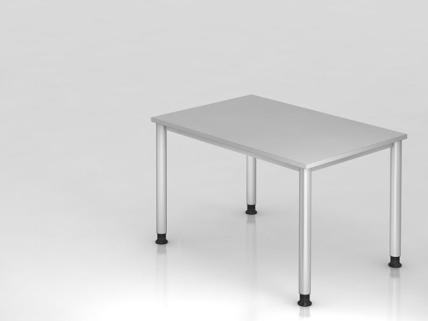 Bureau Hammerbacher 4 pieds rond 120x80cm gris/argent, forme rectangulaire, VHS12/5/S