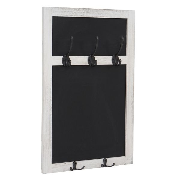 Porte-manteau mural Mendler HWC-C51, porte-manteau tableau noir, 5 crochets 55x34cm, blanc, minable, 61938