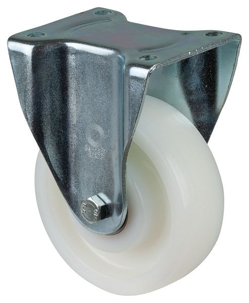 Roues BS Roulette robuste, roulette fixe, largeur de roue 50 mm, Ø roue 150 mm, capacité de charge 700 kg, bande de roulement/corps de roue plastique, roulement à billes, L610.B15.150