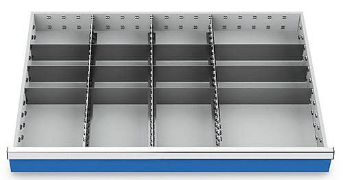 Bedrunka+Hirth inserts de tiroir T736 R 36-24, pour hauteur de panneau 100/125 mm, 3 x MF 600 mm, 9 x TW 200 mm, 3 x TW 300 mm, 170BLH100