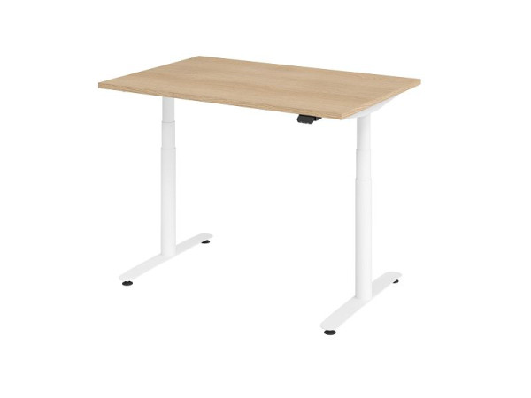 Hammerbacher bureau assis-debout électrique 120x80cm chêne/blanc, VXDLR12/E/W