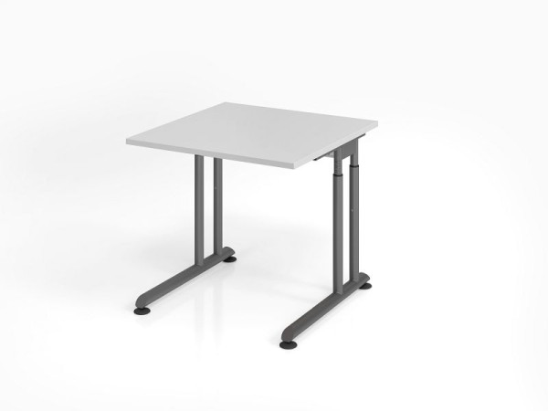 Bureau Hammerbacher ZS08, 80 x 80 cm, plateau : gris, épaisseur 25 mm, chant épais en ABS, forme rectangulaire, graphite, VZS08/5/G