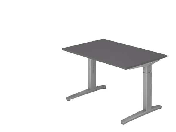 Bureau Hammerbacher pied C 120x80cm graphite/argent, forme rectangulaire, VXB12/G/SS