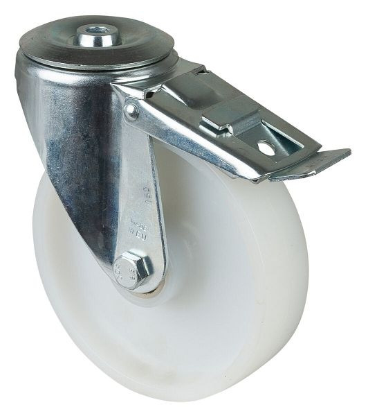 Rouleau de transport BS rollers avec frein, largeur 40 mm, Ø150 mm, jusqu'à 150 kg, bande de roulement/corps de roue en plastique, roulement à rouleaux, L121.B10.150