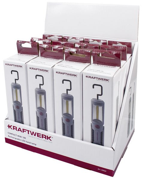 Présentoir Kraftwerk avec lampe à main LED COB MINI 180, rechargeable, 12 pièces, 32069D12