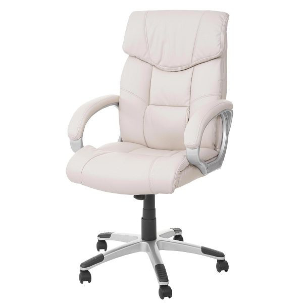 Chaise de bureau Mendler HWC-A71, chaise de direction, chaise pivotante, simili cuir, crème, 14053