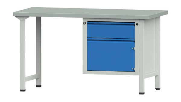 Établis ANKE Établi combiné, modèle 701 E, 1500 x 700 x 840 mm, RAL 7035/5012, ZBP 40 mm, 510.506