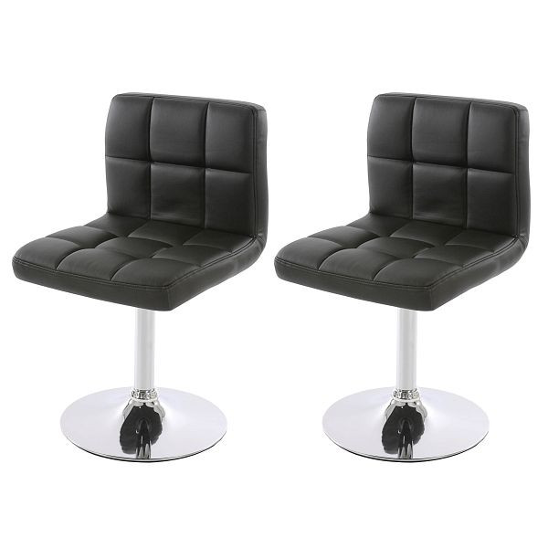 Mendler set de 2 chaises de salle à manger chaise pivotante Kavala simili cuir chrome, noir, 26625