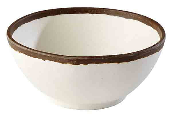 Bol APS -CROCKER-, Ø 16 cm, hauteur : 7 cm, 0,7 litre, mélamine, crème, avec bord marron, 84571