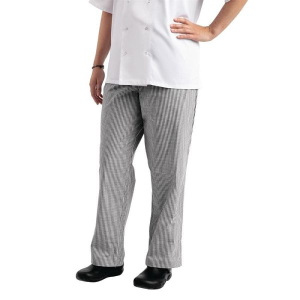 Whites pantalon unisexe Easyfit chef cuisinier, noir et blanc, petit vérifié L, L-A026T