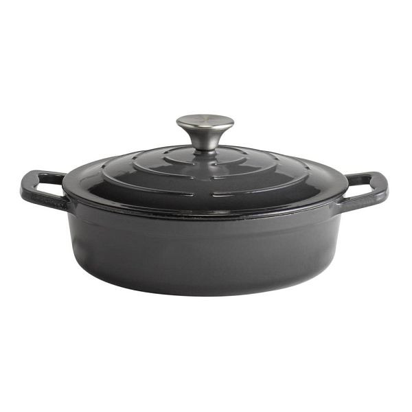 Rôtissoire APS avec couvercle "5 ÉTOILES", en fonte, adaptée à l'induction, va au four, avec support de couvercle, Ø 25 cm, 2,5 litres, anthracite, 88301