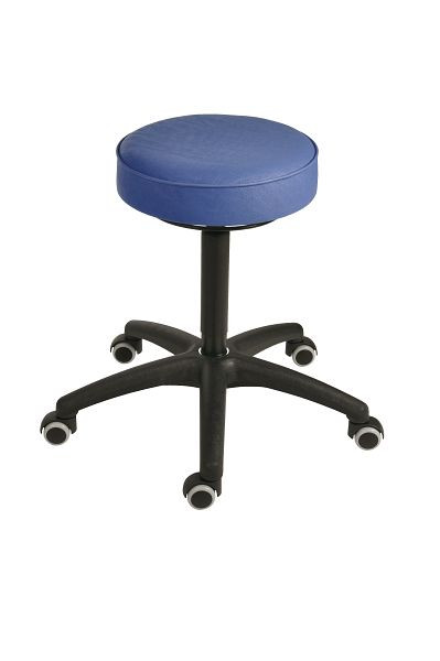 Tabouret Lotz, assise : similicuir, bleu ciel, Ø 360 mm, épaisseur d'assise 90 mm, réglage de la hauteur d'assise : 480 - 680 mm, piètement en plastique, 3520.1-09