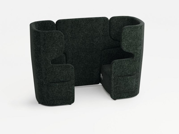 Bisley set de 2, fauteuil opposé avec dossier haut, couleur: anthracite, douille + 2xUSB + 2 poches latérales, VIVH2SETPS2WM0112