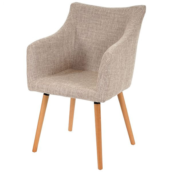 Ensemble de 6 chaises de salle à manger Mendler Malmö T382, chaise de cuisine, design rétro des années 50, textile, crème/gris, 6x39639