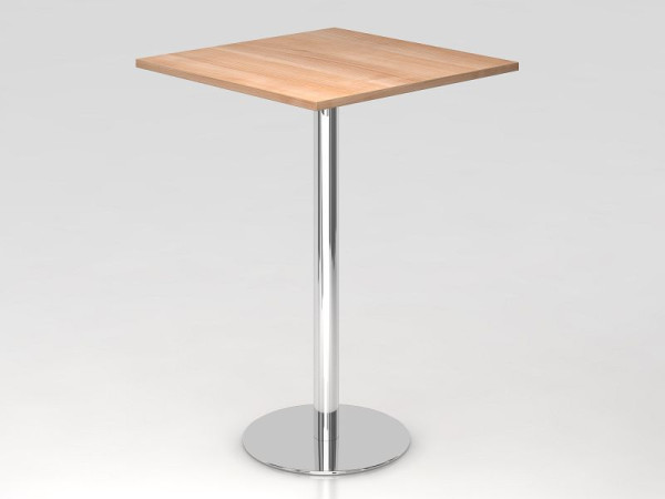 Table de bar Hammerbacher 80x80cm noyer/chrome, structure chromée, VSTH88/N/C