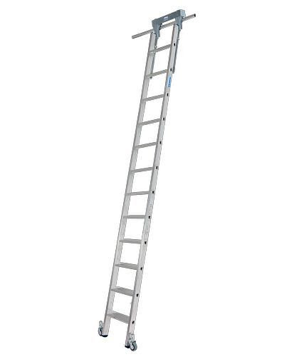 Escabeau Krause, aluminium, mobile, avec système de rails, 12 marches, 257507