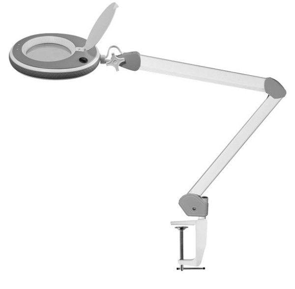 Lampe loupe LED Lumeno série 8215 grise, 5 dioptries, luminosité réglable, cristal, UE : 6 pièces, 8215GR