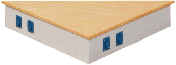 ANKE énergie fixation côté longueur 1070 mm; 170 mm de haut; pour établi de groupe triangulaire; par côté: 2x prise antichoc avec couvercle 2 pôles + E10 / 16 A 230 V, 900.061