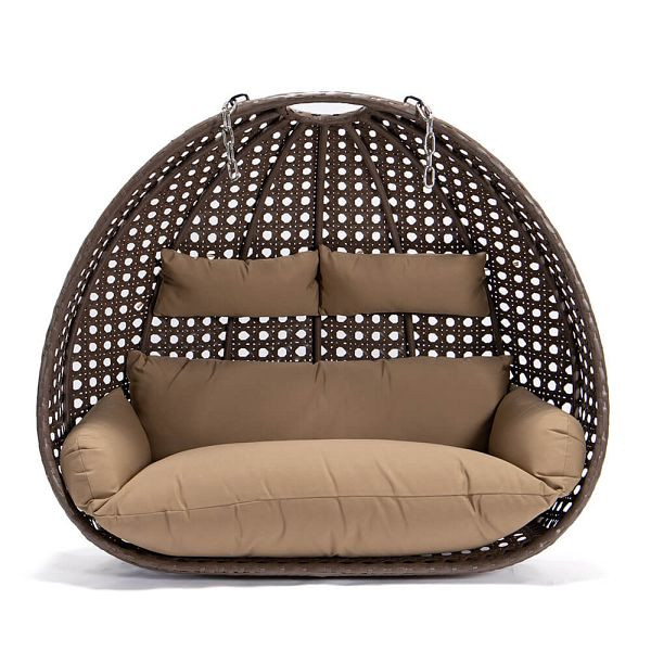 HOME DELUXE fauteuil suspendu en polyrotin TWIN - marron uniquement panier et coussin, 6901
