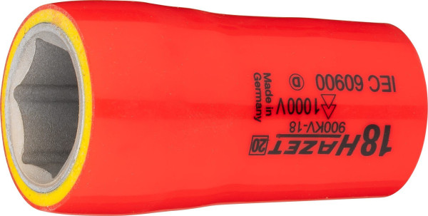 Embout pour clé à douille Hazet, hexagonal, double isolation, carré creux 12,5 mm (1/2 pouce), profil de traction hexagonal externe, 18 mm, 900KV-18