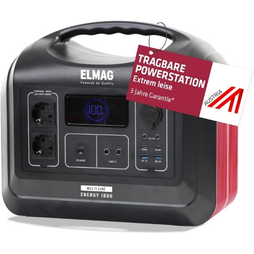 Centrale électrique portable ELMAG ENERGY 1800, 1800W, batterie LiFEPO4 avec 1480Wh, 52903