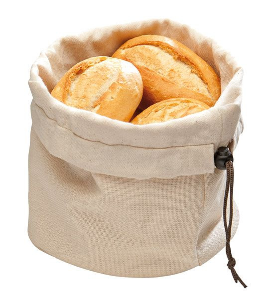 Sac à pain APS avec coussin chauffant, Ø 20 cm, hauteur : 23,5 cm, coton, beige, avec fermeture par cordon, sac à pain lavable en machine, 30380