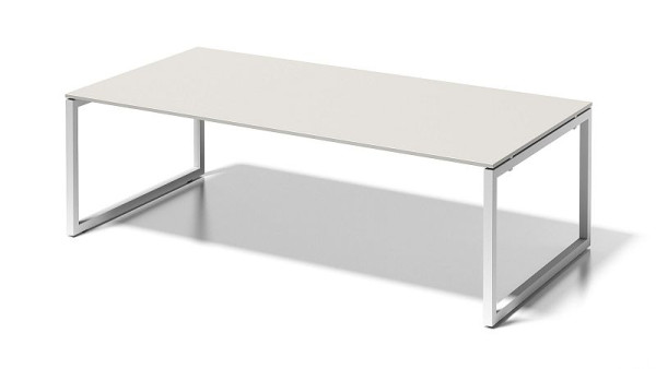 Poste de travail de direction/table de conférence Bisley Cito, cadre en O à hauteur fixe de 730 mm, H 19 x L 2400 x P 1200 mm, gris blanc/blanc signalisation, DOF2412GW396