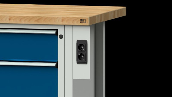 Élément énergétique supplémentaire pour établis ANKE, 300 x 100 x 42 mm, double prise Schuko, câble de 4 m, 900.070
