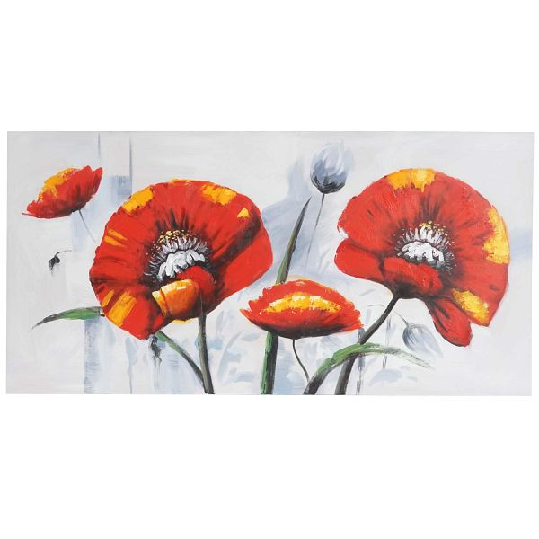 Mendler peinture à l'huile coquelicot rouge, peinture murale 100% peinte à la main XL, 140x70cm, 44762