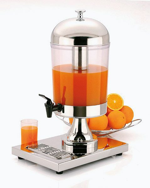 Distributeur de jus APS -INOX STAR-, 36 x 26 cm, hauteur : 55 cm, acier inoxydable, SAN, tube de glace crash en acier inoxydable, 8 litres, 10795