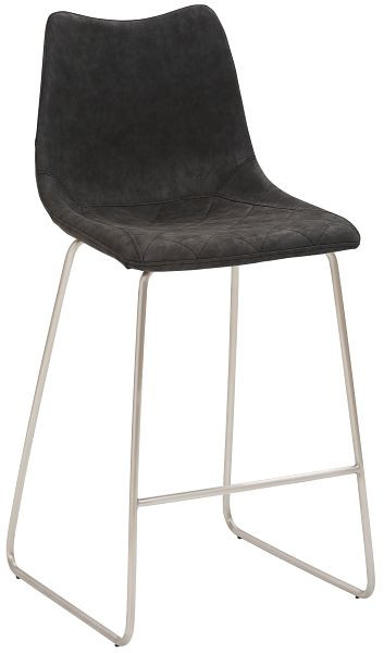 Mayer Sitzmöbel tabouret de comptoir mySOLO, housse d'assise en cuir synthétique noir vintage, structure luge en acier inoxydable brossé, 1175_K4_547