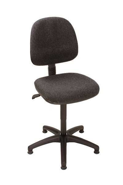 Siège de travail Lotz, rembourrage assise/dossier anthracite, vérin à gaz de sécurité, piètement en plastique, patins, hauteur d'assise 445-635 mm, 8540.05
