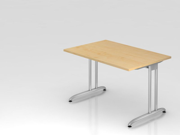 Bureau Hammerbacher pied C 120x80cm érable, chemin de câbles horizontal, hauteur de travail 72 cm, VBS12/3/S