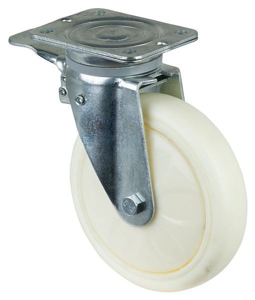 BS Rolls Roulette robuste avec frein, largeur 50 mm, Ø200 mm, jusqu'à 600 kg, bande de roulement/corps de roue couronné plastique, roulement à billes, N120.B15.203