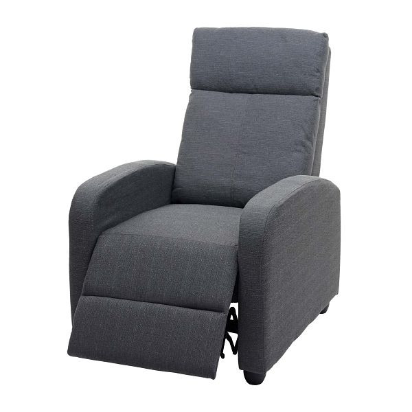 Fauteuil TV Mendler HWC-F76, fauteuil de relaxation, chaise longue, fonction d'inclinaison réglable tissu/textile, gris clair, 70463