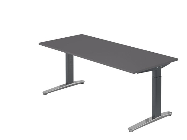 Bureau Hammerbacher pied C 180x80cm graphite/graphite (poli), forme rectangulaire, VXB19/G/GC
